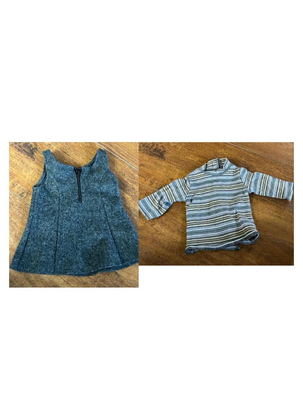 Pleasant Company Dark Gray Wool Blend Sleeveless Dress and Striped Long Sleeve T